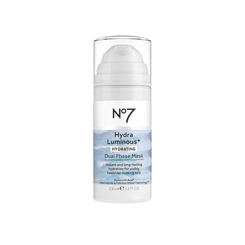 No7 HydraLuminous+ Hydrating Face Mask - Dual Phase Overnight Treatment with Hyaluronic Acid & Vitamin B3 (3.5 Fl Oz)