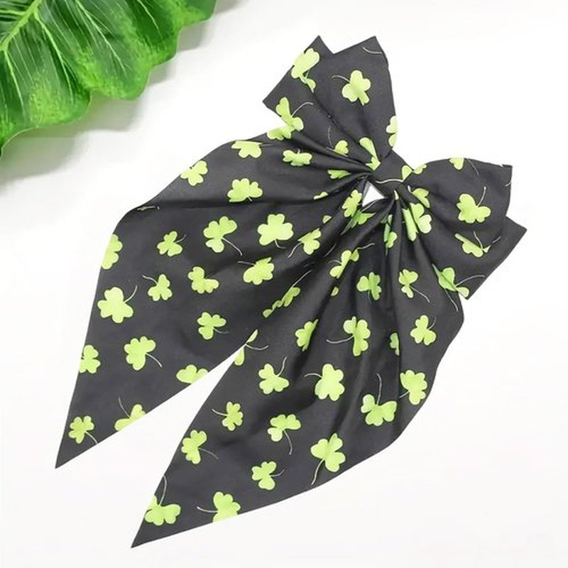 St Patricks Day Hair Bows for Women,Big Ribbon Bow Hair Clips for Girls, Oversized Long Tail Hair Barrettes Cute Hair Accessories (Green 4pcs)