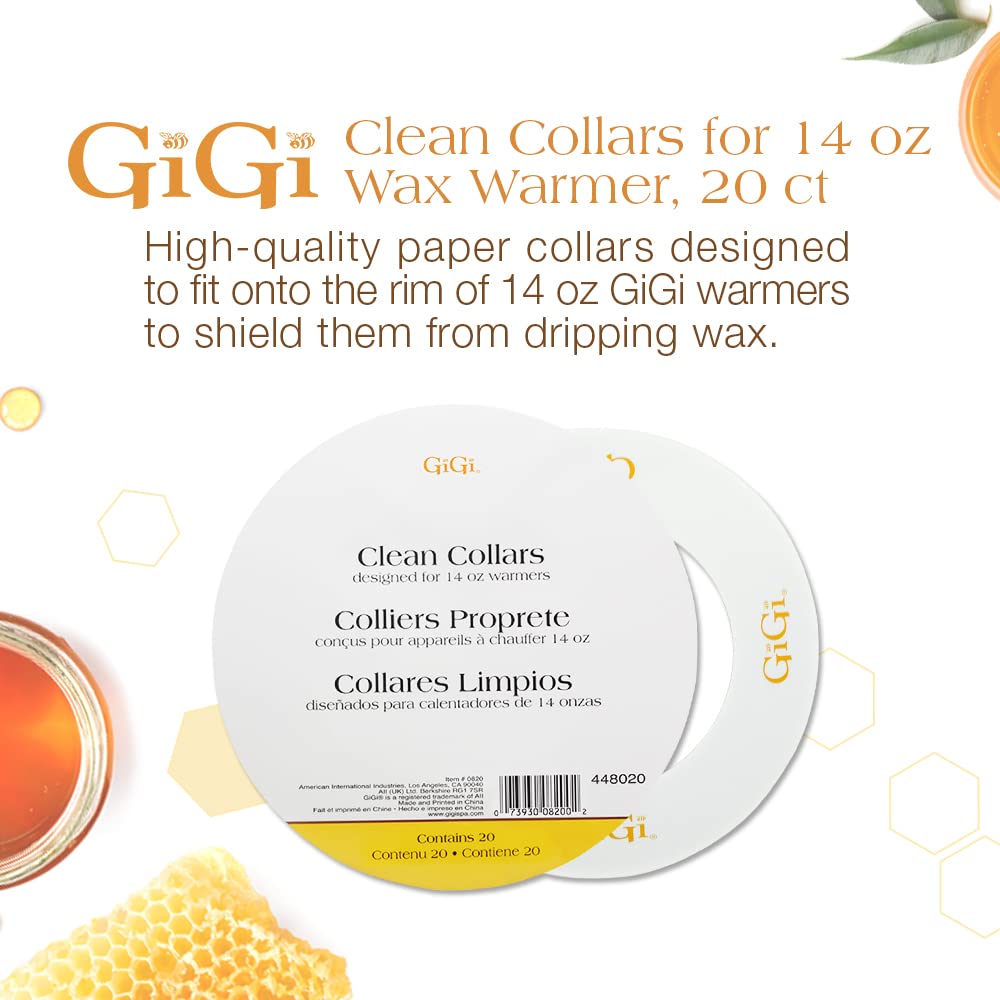 Gigi Wax Warmer Collars - Disposable Waxing Collars for 14 Oz Wax Warmer - No Mess Hair Removal Protection - Easy Cleanup for Salon & At-Home Use, 20 Pcs.