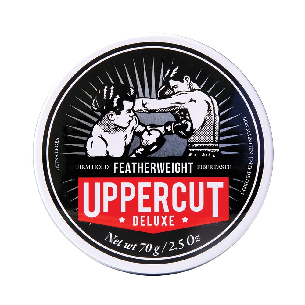Uppercut Deluxe Featherweight Pomade 2.5oz | Firm Hold Low Shine Hair Paste | Lightweight Fiber Pomade for Texture, Volume & Lift | Matte Natural Finish Men's Styling Product for Short to Medium Hair