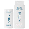 Native Natural Deodorant & Body Wash Bundle for Men Contains Naturally Derived Ingredients, Sea Salt & Cedar Scent, 2.65 oz & 18 oz (Pack of 2)