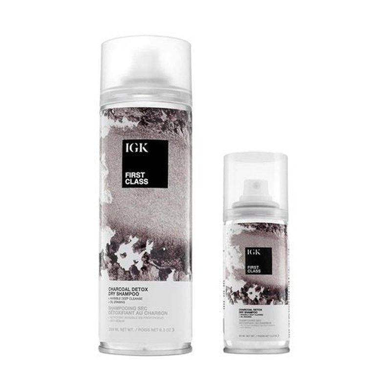 IGK First Class Charcoal Detox Dry Shampoo Bundle - Deep Cleansing & Odor Absorbing | Adds Volume & Texture | 6.3 oz + 2 oz