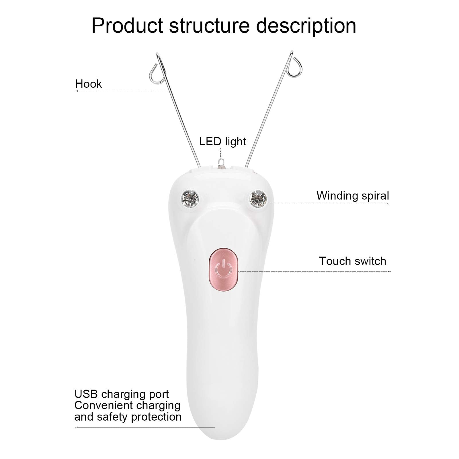Sunicon Facial Threading Hair Removal, USB Rechargeable Electric Women Cordless Facial Threading Epilator Ladies Beauty Epilator Trimmer Cotton Threading Tool for Body Facial Pull(Pinks)