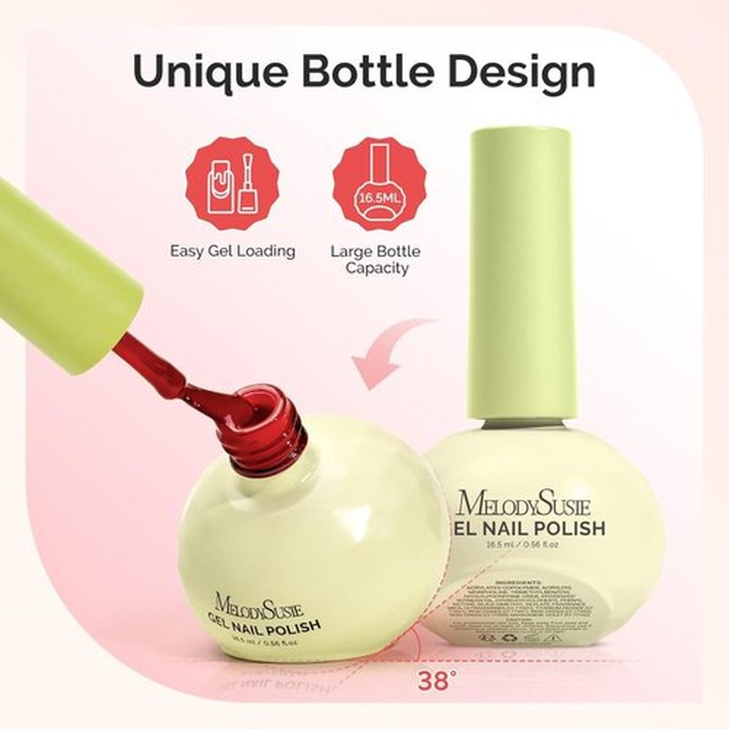 MelodySusie Gel Nail Polish Set - HEMA Free Plant-Based Formula | 6 Macaron Colors, 0.56 fl. oz Bottles
