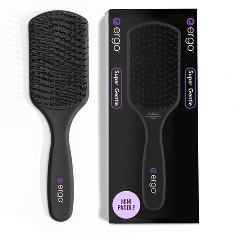 ERGO Super Gentle Mini Paddle Brush - Dual Detangler for Thick or Thin Hair | Perfect for Blow Drying