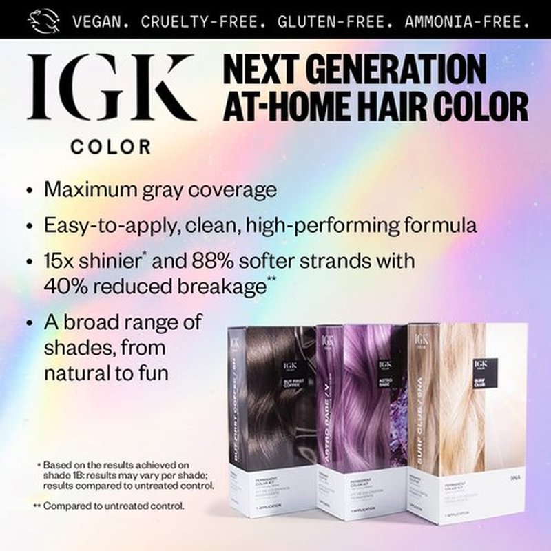 IGK Permanent Hair Dye Color Kit - BA Titanium Pure Cool Gray | 100% Gray Coverage, Strength & Shine