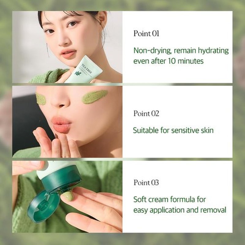 Papa Recipe Tea Tree Control Mud Cream Mask – Bentonite & Kaolin Clay Face Mask, Deep Pore Purifying & Soothing Care, Gentle Exfoliating Korean Mud Mask for Sensitive & Acne-Prone Skin