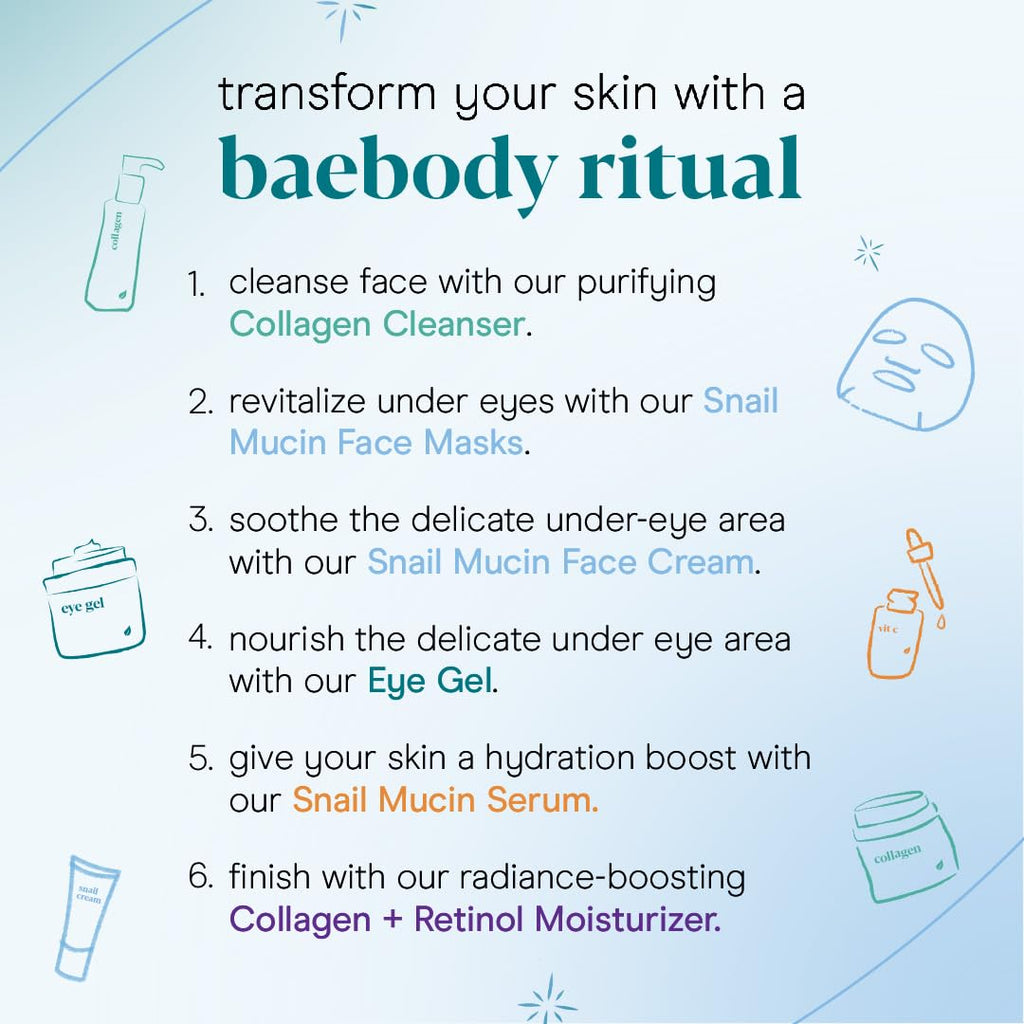 Baebody Snail Mucin Eye Cream (30 ml/1.06 fl oz) - Anti-Aging Korean Eye Cream for Dark Circles and Dry Skin - Snail Mucin Serum with Peptides and Hyaluronic Acid