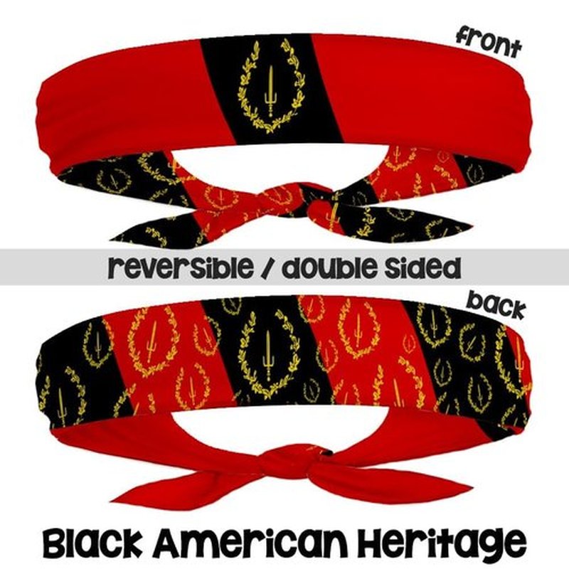 EVERYTHING CROPOVER Black Heritage Flag Headband - Carnival, Fitness, Mens Womens Tieback Bandana Sweatband, Thigh Leg Garter
