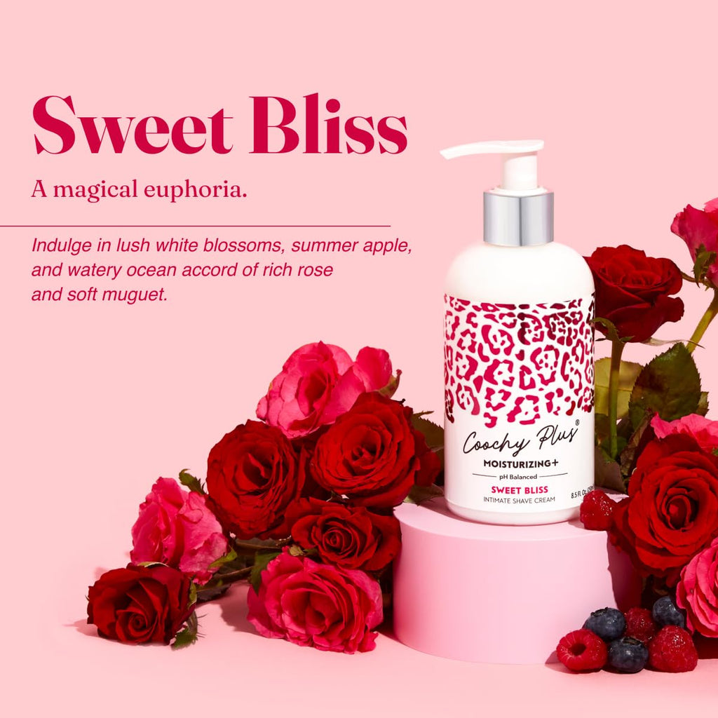 IntiMD Coochy Plus Intimate Shave Cream Sweet Bliss + Pre-Shave Elixir Moisturizer Oil Kit - HydroLock &Moisturizing PLUS Continuous Hydration Reliefs Razor Burn Bump Ingrown Hair