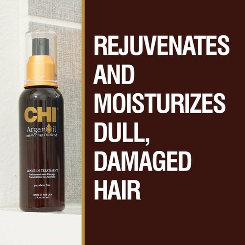 CHI Argan Oil Leave-In Treatment - Lightweight Formula with Moringa Oil for Moisturized Hair | 3 Oz