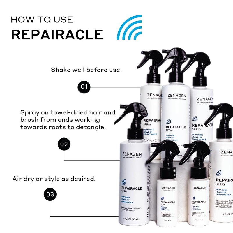 ZENAGEN Repairacle Repairing Leave-In Conditioner | Strengthens & Repairs Hair, Detangles & Smooths, Adds Shine & Hydration, Plant-Based, Color-Safe, Vegan, All Hair Types, 60 mL / 2 oz