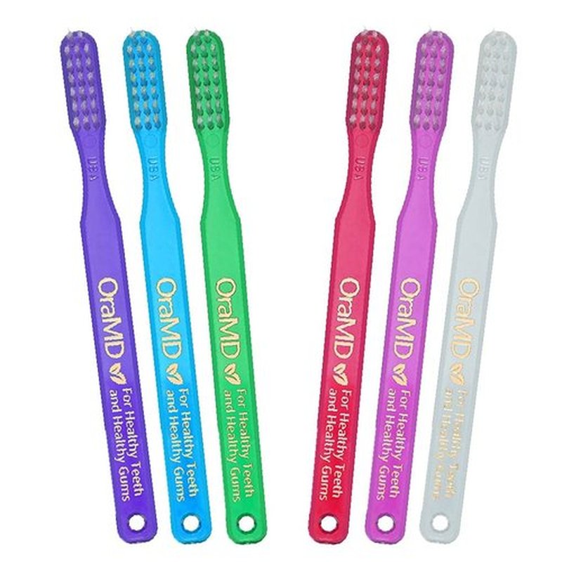 OraMD Soft Bristles Toothbrush - Gentle Care for Sensitive Teeth & Gums - Pack of 6 Manual Toothbrushes