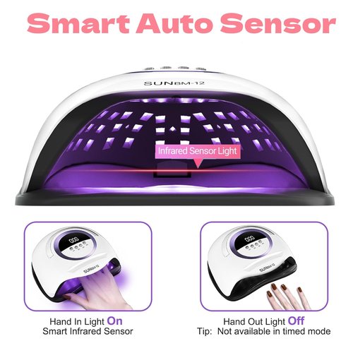 300W Professional UV LED Nail Lamp with 72 Beads & Smart Auto Sensor - Fast Curing Gel Dryer with 4 Timer Settings, Digital Display for Gel Polish on Hands and Feet