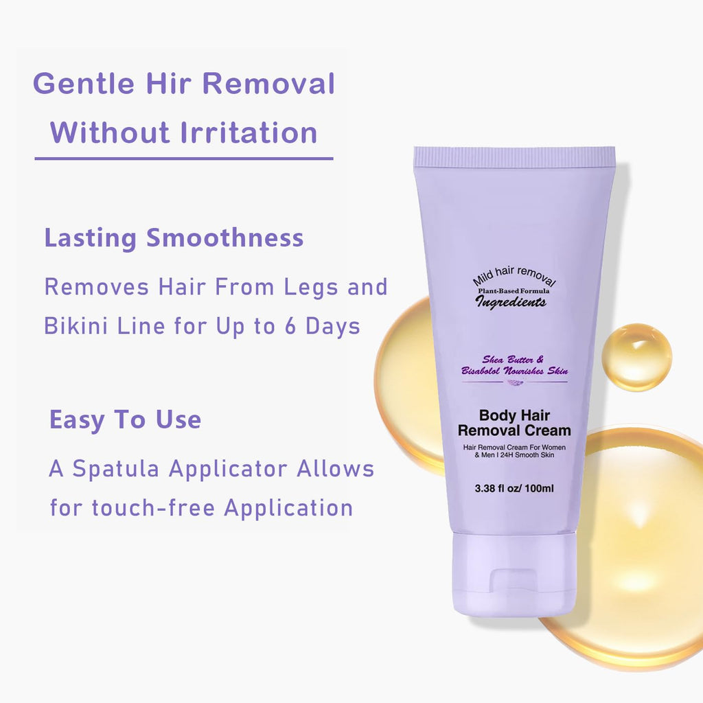 Body Hair Removal Cream with Spatula - Painless & Gentle Depilatory Cream