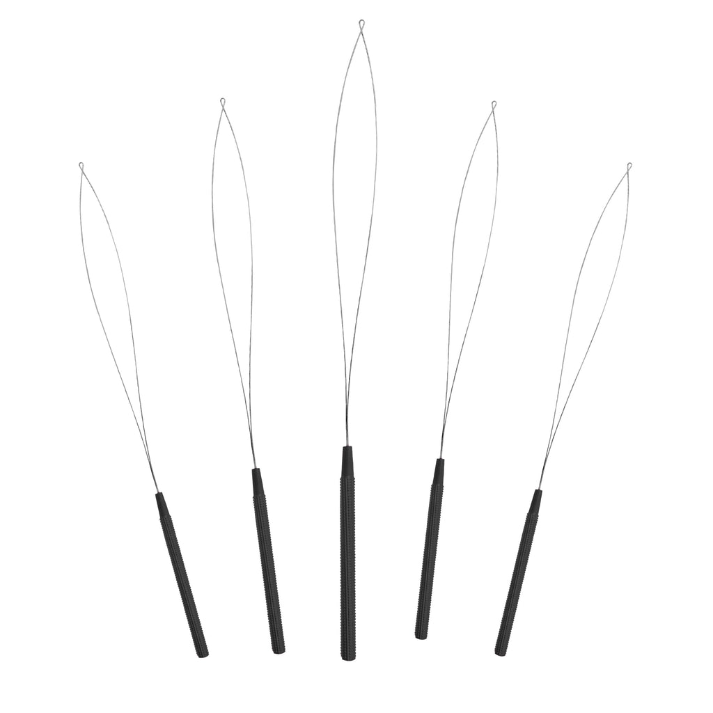 10-Piece Hair Extension Loop Tool Set, Black, Micro Rings & Nano Beads