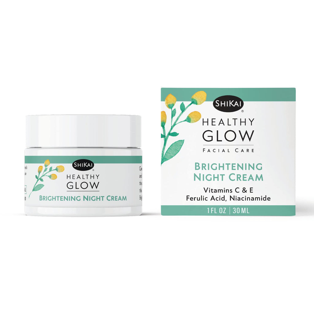 ShiKai Healthy Glow Brightening Night Cream (1 oz) | Hydrating Skin Lotion | With Vitamins C, E, Niacinamide | Provides a healthy glow in skin.