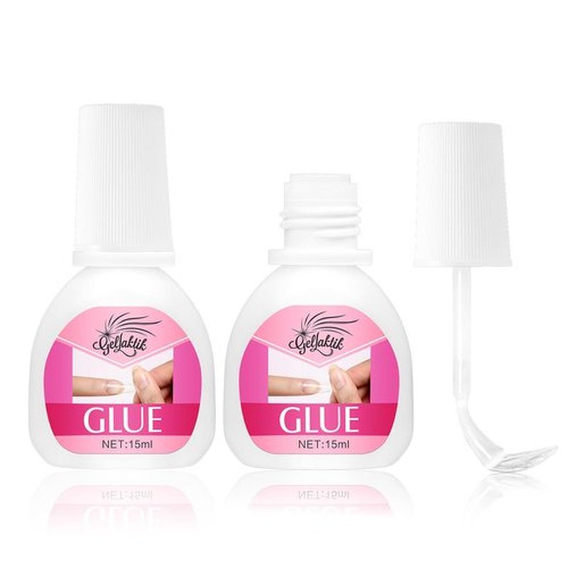 GELLAKTIK Super Strong Nail Glue for Press On Nails, 2X15ml Brush On Nail Glue for Acrylic Nails, Fake Nails & Nail Tips, Durable & Long-Lasting, Easy Application, Mess-Free & Travel-Friendly