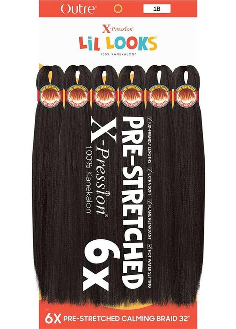 Outre X-Pression - Lil Looks - Prestretched Calming Braid 32" 6X (JET BLACK 1)