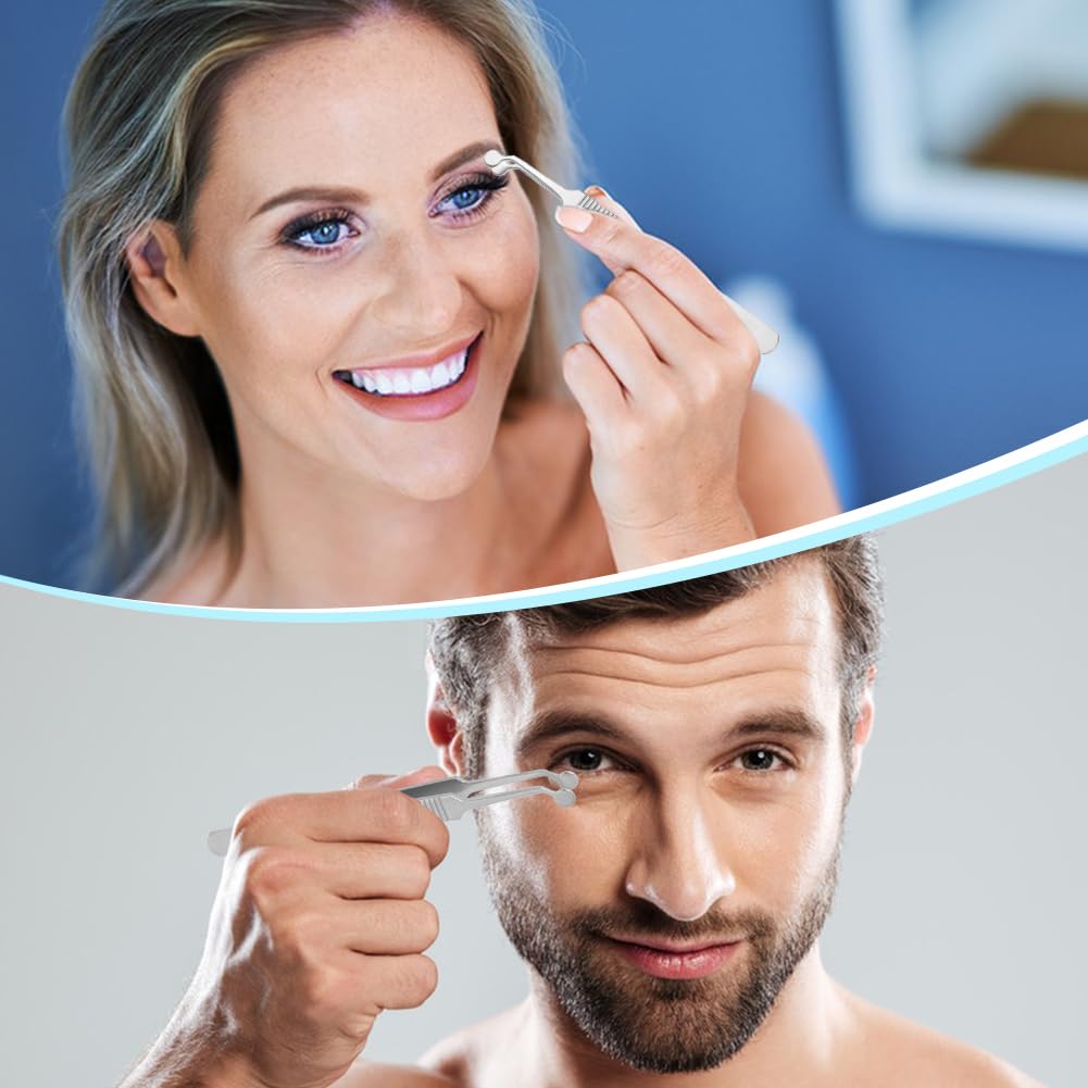 Meibomian Gland Expressor, Stainless Steel Round Tip Tweezers, Professional Non Slip Forceps Eyelid Massage Tweezers Eyelid Gland Care for MG Issue Dry Eyes - Easy to Use