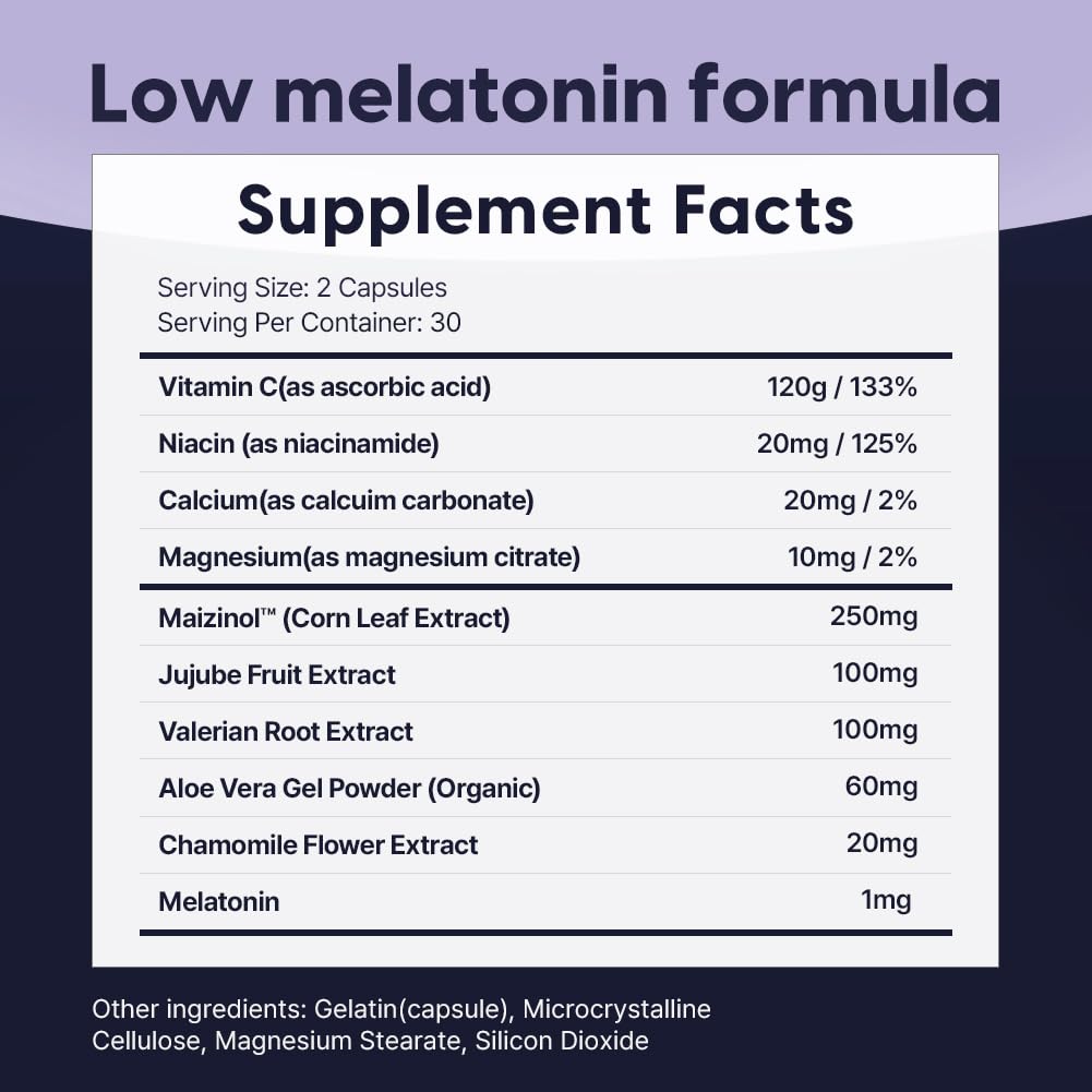 Univera Natural Dreams Melatonin Supplement, 1mg Melatonin Capsules for Restful Sleep, Sleep Support Supplement with Botanical Ingredients & Maizinol, Night time Sleep Aid, 60 Capsules (30 Day Supply)