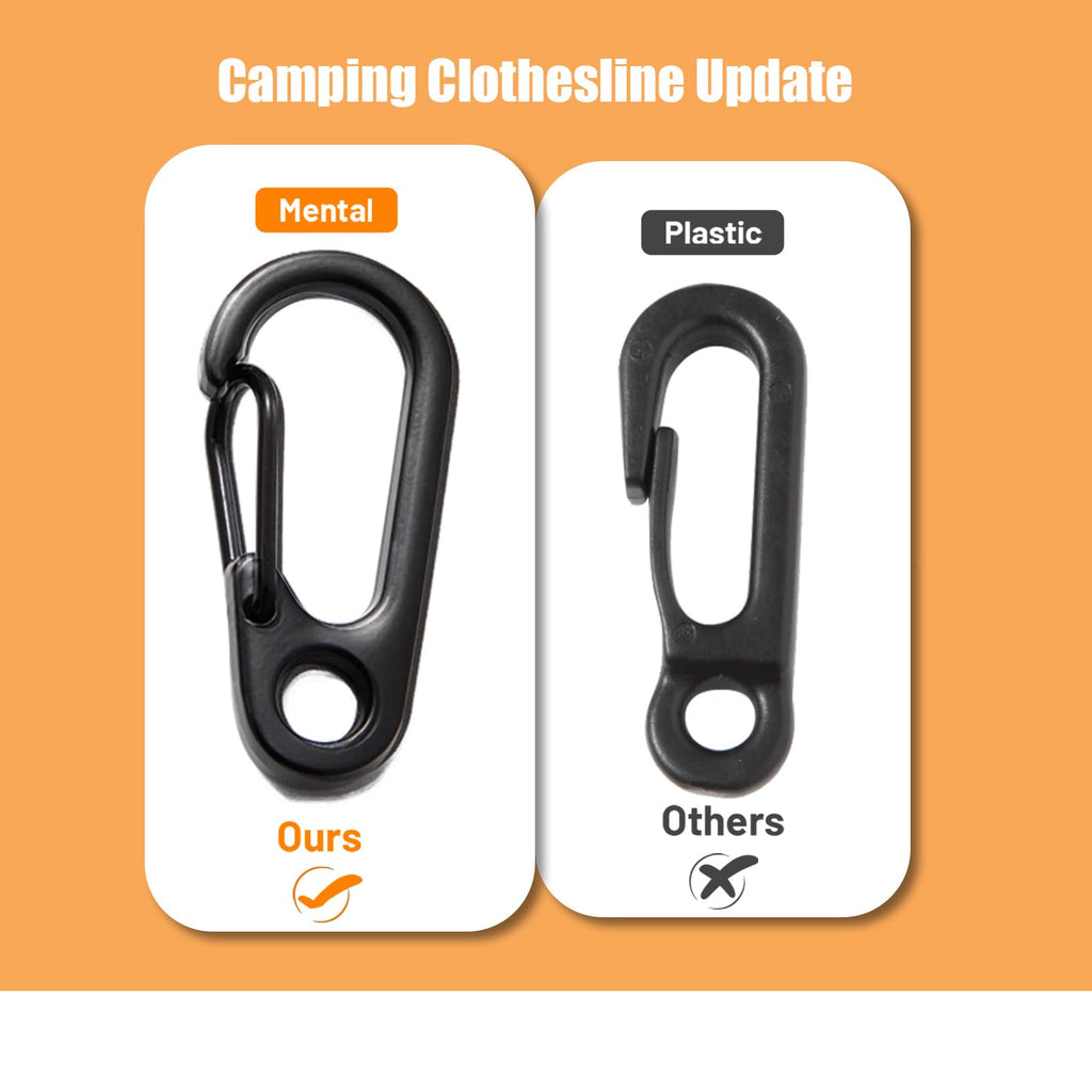 Portable Travel Clothesline Cord, Caudblor Adjustable 33ft Camping Clothes line, Laundry Drying Rope for Hotel Trip, Cruise, Outdoor/Indoor, with 12Pcs Stoppers, Windproof Clothespins