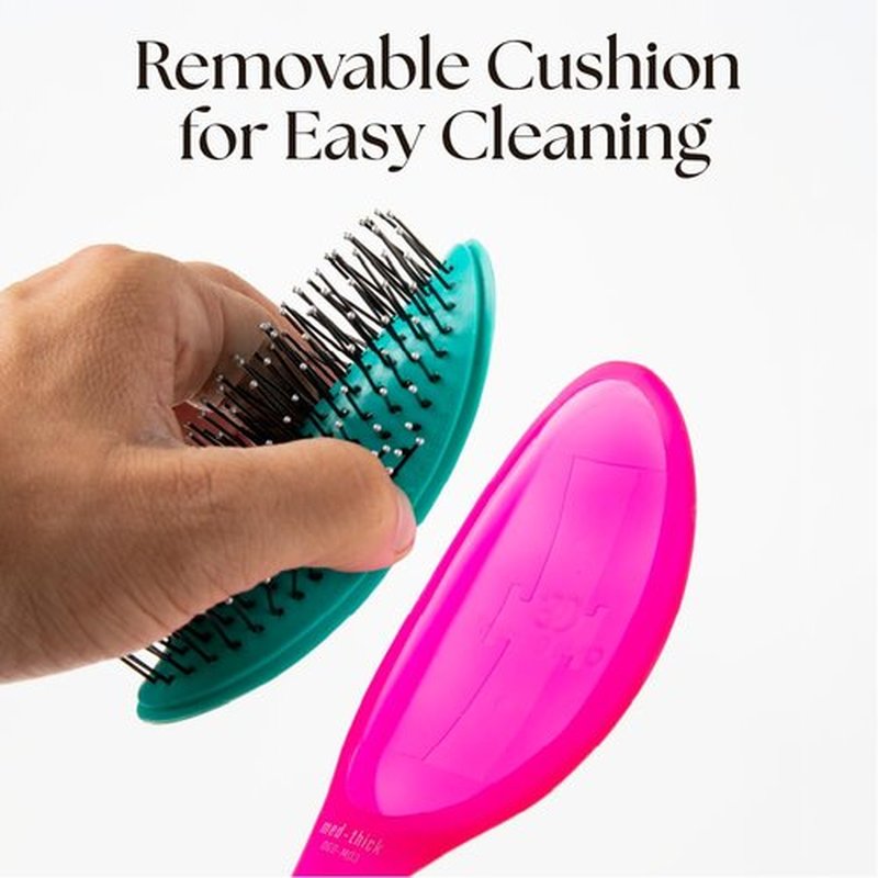 Olivia Garden OG Detangler Brush – Removable Cushion, Gentle Scalp Massage & Detangling for Wet or Dry, Medium to Thick Hair – Turquoise