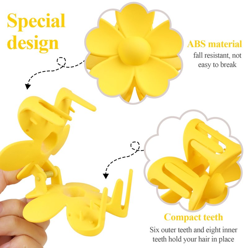 vivinin Flower Claw Clip 10 PCS Claw Clips, Hair Clips for Women Non Slip for Thick Hair Women Girls Gifts, 10 Colors