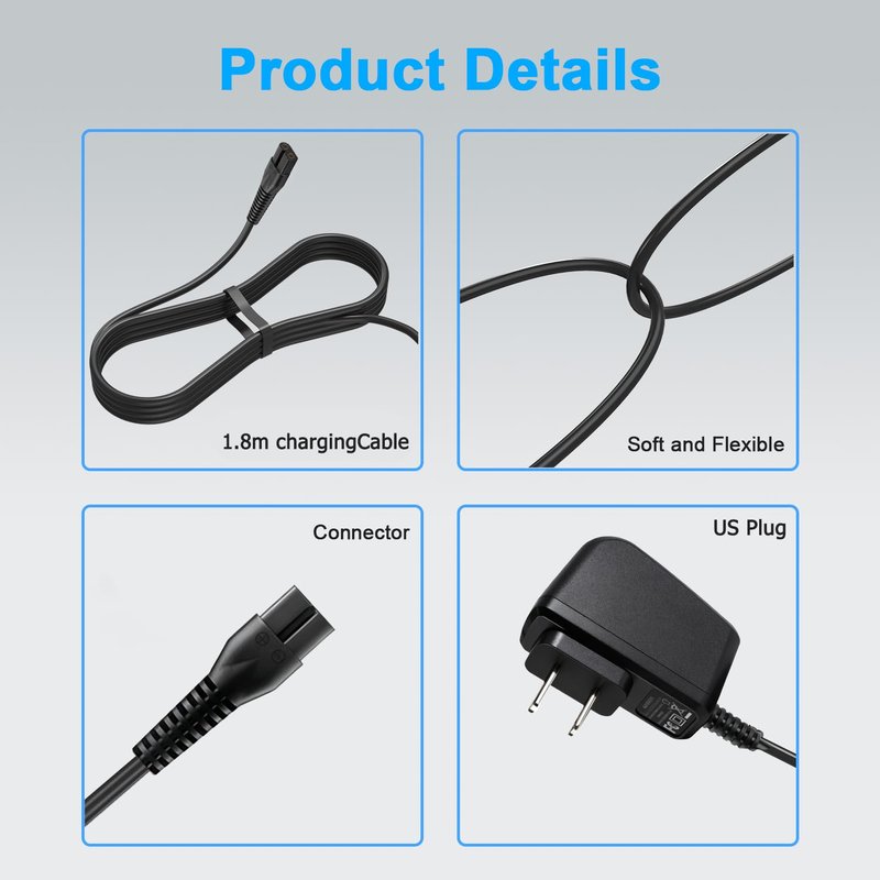 LIANSUM Replacement Charger Compatible with Wahl 9649 Hair Clipper, Compatible with Wahl 9649 9649P Color Pro Cordless Trimmer Power Cord