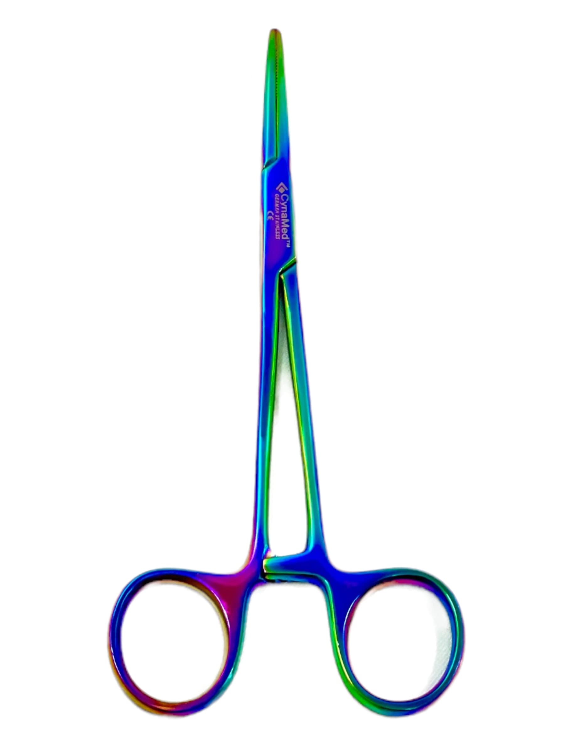 PREMIUM 1 EACH 5.5" STRAIGHT Hemostat Forceps Locking Clamps Stainless Steel Set-MULTI RAINBOW COLOR
