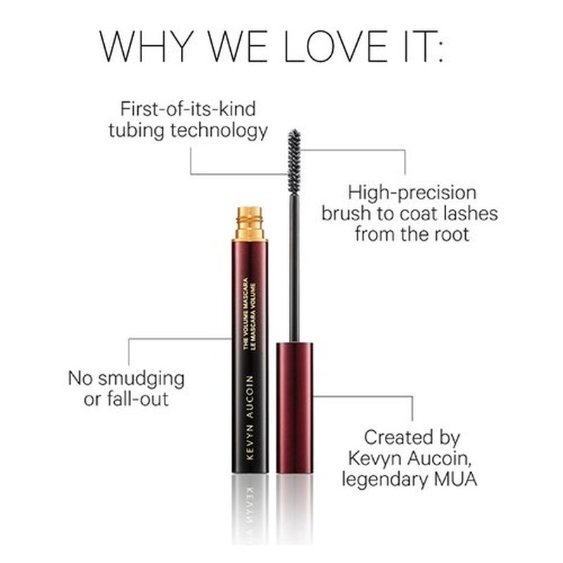 Kevyn Aucoin Volume Mascara - Precision Detail Brush for Clump-Free, Long-Wearing Lashes in Black