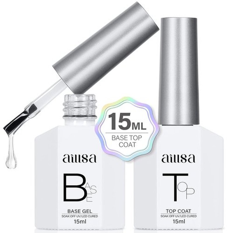 AILLSA Gel Nail Polish - Long Lasting Clear Base & Top Coat | High Gloss Shine, 0.51 Fl Oz