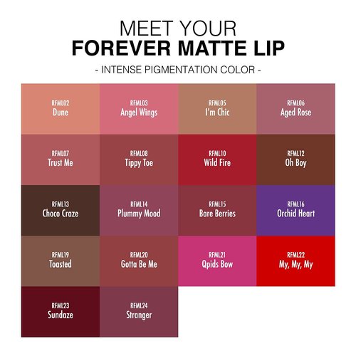 Ruby Kisses Forever Matte Liquid Lipstick 5 Pack - RFML14&15&16&20&24