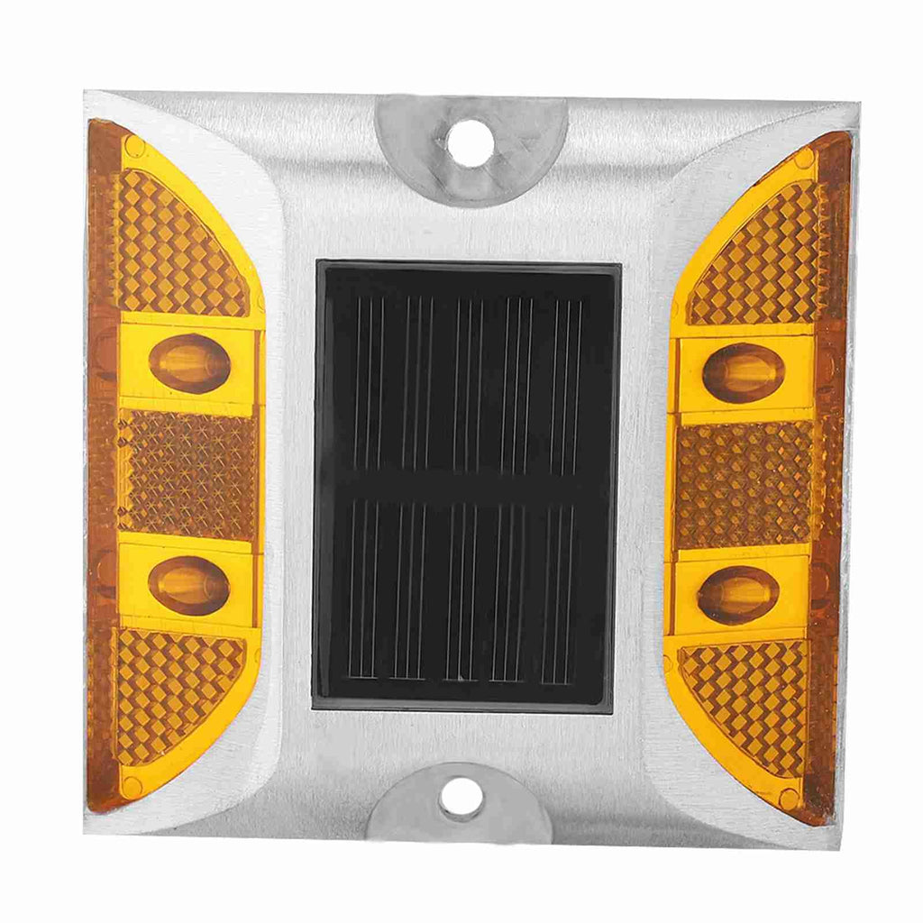 Dioche 2-Sided Reflector Road Pavement Marker, Road Emergency Aluminum Reflector with LED Flashing Security Accessories