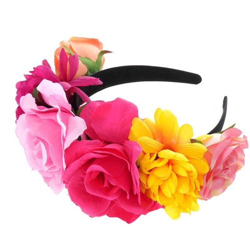 JTYKUYR Mexican Rose Flower Crown Headband Day of The Dead Flower Headband,Rose Crown Headpiece for Halloween Party Costume Wedding