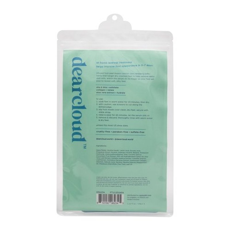 dearcloud Exfoliating Foot Peel Mask – Nourishing, Fresh Peppermint Foot Mask for Dry Cracked Feet (2 pack)