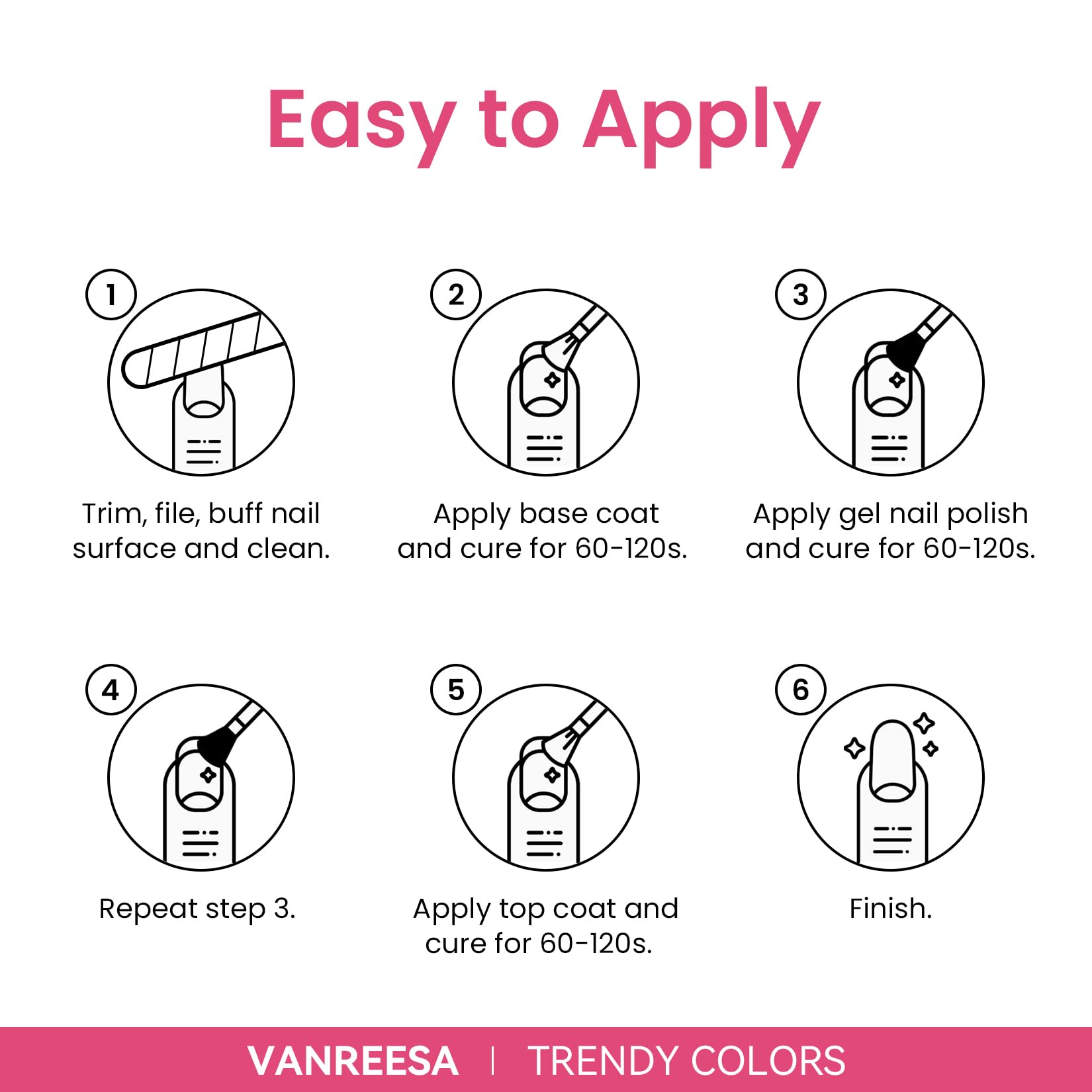 VANREESA 24 Pcs Gel Nail Polish Set - 21 Colors, Base Coat, Glossy & Matte Top Coat with Gel Polish Kit - Pink, Red, Orange, Green, Blue, Purple - Gifts for Women & Girls