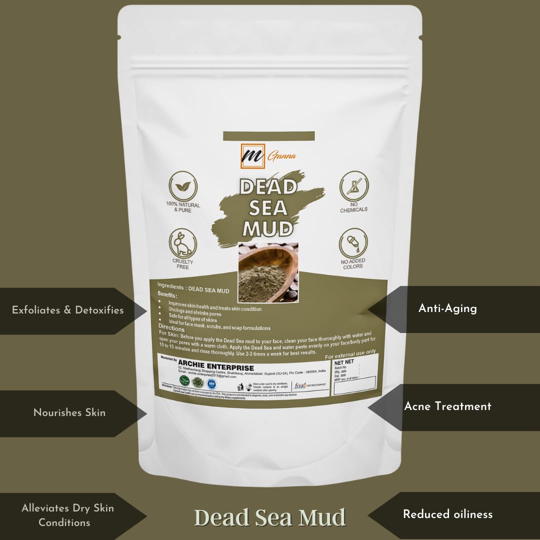 mGanna Dead Sea Exfoliating Scrub (Dead Sea Mud + Epsom Salt) Face Cleanser, Smooth Soft Body Peels and Cosmetic Formulations 0.5 LBS / 227 GMS