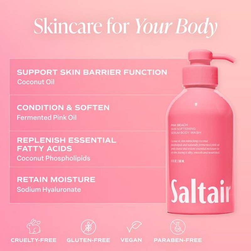 Saltair Body Wash - Moisturizing Shower Gel with Monoi Oil & Cupuacu Butter | 2-Pack 17oz Pump Bottles