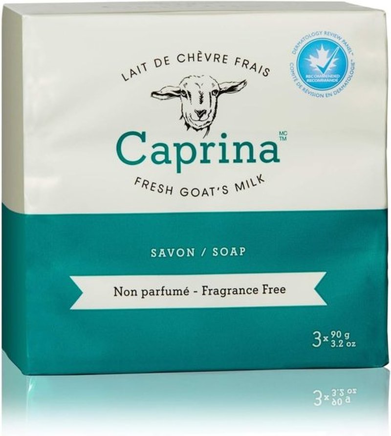 Caprina Fresh Goat’s Milk Bar Soap, FRAGRANCE FREE, (3-Pack), 3.2 oz (90 g) Each, Gentle Daily Cleanser, Softening & Biodegradable Formula, No Phosphates or Parabens