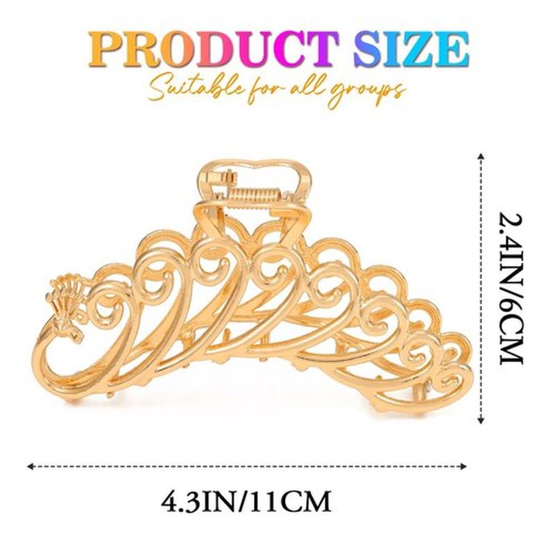 CAKURE Metal Claw Clips Gold Hair Clips Fancy Hair Accessories for Women (Pack of 2)