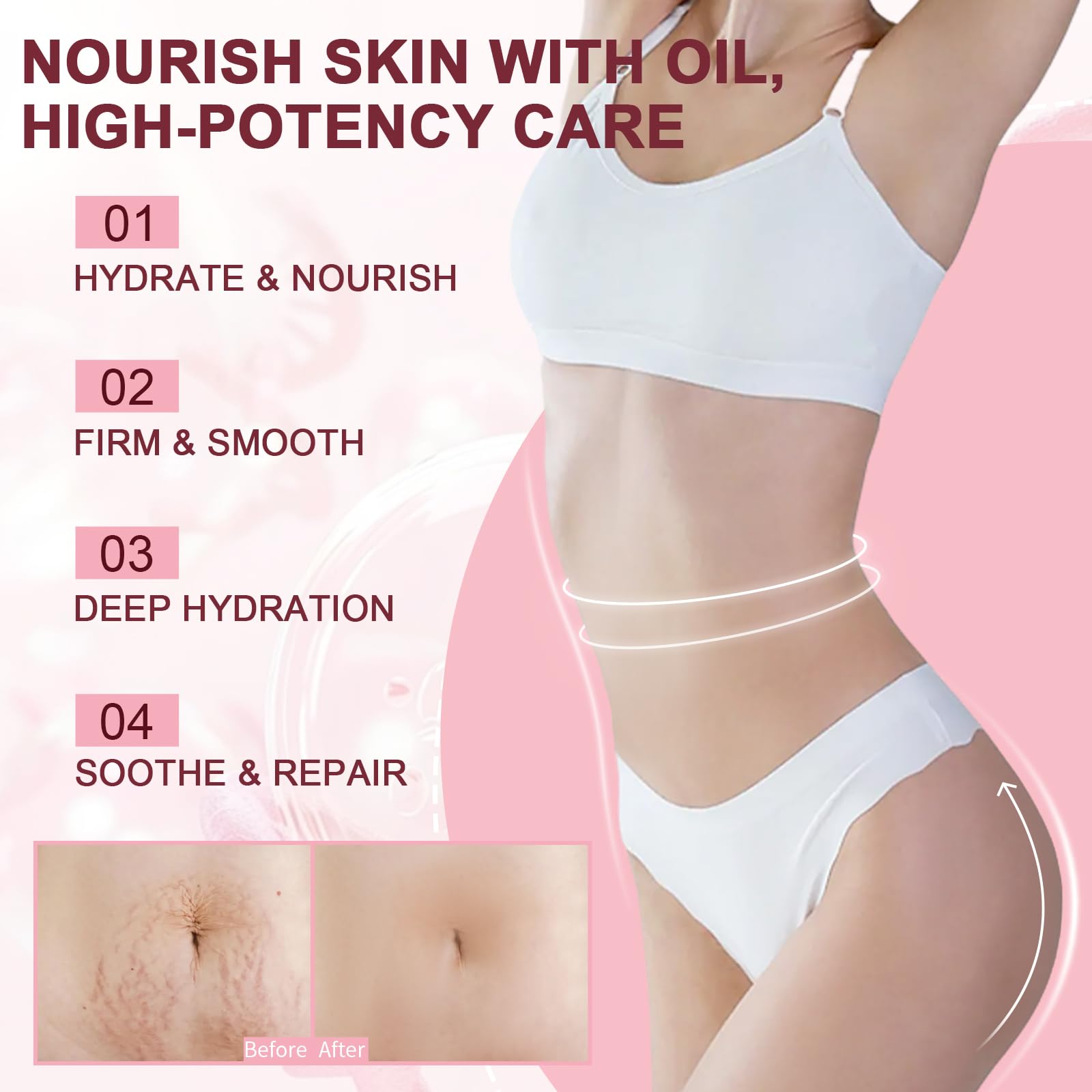 FloraDew+ Mythic Body Firming Oil Skin Tightening Body Oil After Shower for Women Tighten, Hydrate & Nourish Dry Skin 4 FL OZ