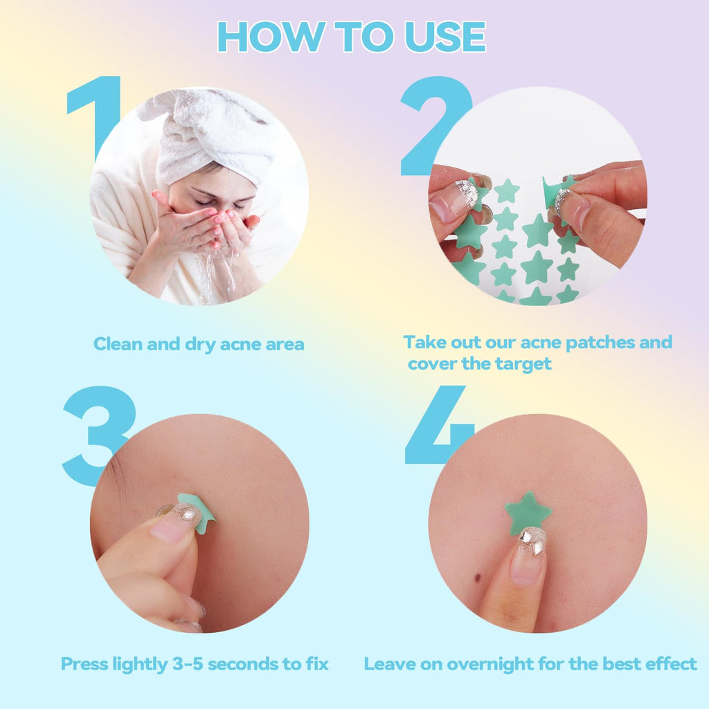 Waspot Pimple Patches for Face, Cute Star Zit Covers, Stars Hydrocolloid, For Sensitive Skin, with Tea Tree, Salicylic Acid & Cica Oil (10&12&14mm) 240 Count