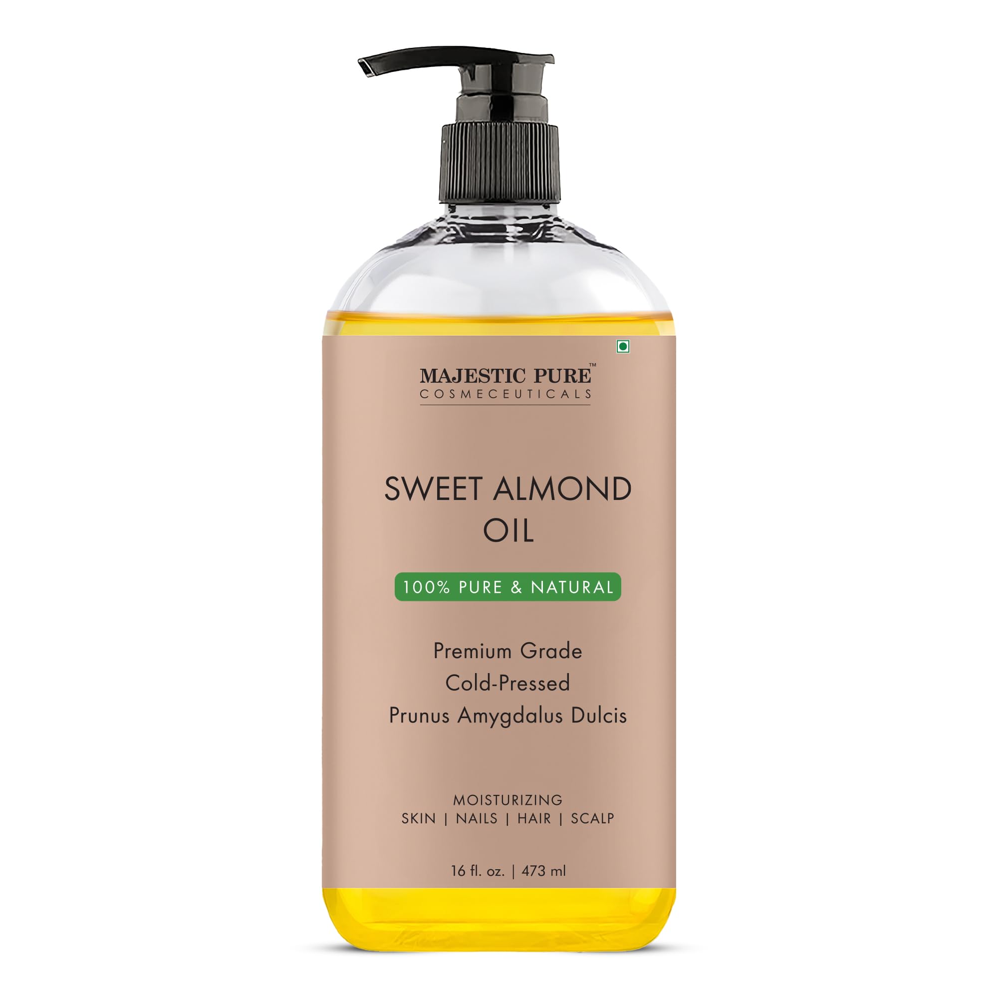 MAJESTIC PURE Apricot Oil, 100% Pure and Natural, Cold-Pressed, Apricot Kernel Oil, Moisturizing, for Skin Care, Massage, Hair Care, and to Dilute Essential Oils, 16 fl oz
