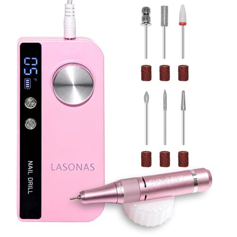 Electric Nail Drill Machine Professional, 35000 RPM Cordless Nail File, Portable Rechargeable Nail Drill and Bits for Acrylic Gel Nails Polishing Removing