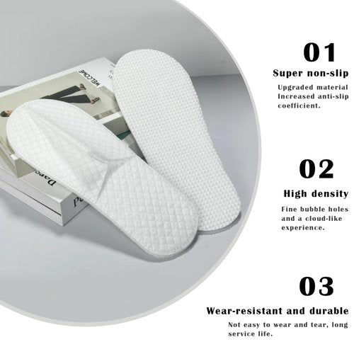 16 Pack Premium Spa Slippers Cooling Breathable Design Non Slip for Hotels Travel Home Use Bulk Value Set with Transparent Pouch（white）