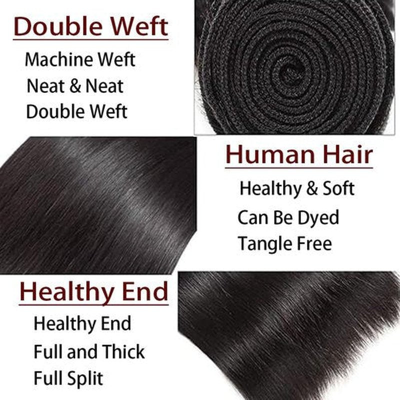 Straight Human Hair Bundles 1 Bundle 30 Inch Natural Black Bundles Human Hair Extension Single Bundle Color 1B# Double Weft 100g Unprocessed Brazilian Virgin Hair