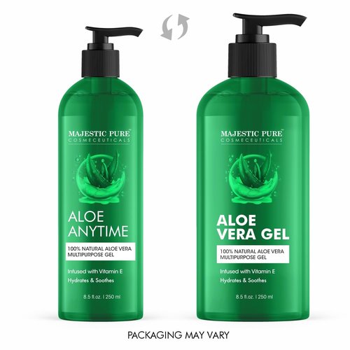 Majestic Pure Aloe Vera Gel for Face and Hair - with vitamin E, Soothes, Moisturizes, & Nourishes Skin & Hair, Soothes Sunburn | 8.5 Fl Oz
