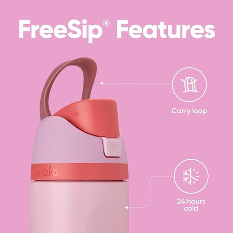 Owala FreeSip Insulated Stainless Steel Water Bottle - BPA-Free, 24 oz, Pink | Perfect for Sports & Travel