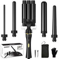 5 in 1 Wand Curling Iron, janelove Hair Curling Wand Set with 3 Barrel Hair Crimper and 4 Interchangeable Ceramic Curling Irons (0.39 "-1.25"), 2 Temps Fast Heat Hair Waver Curler for All Hair Type